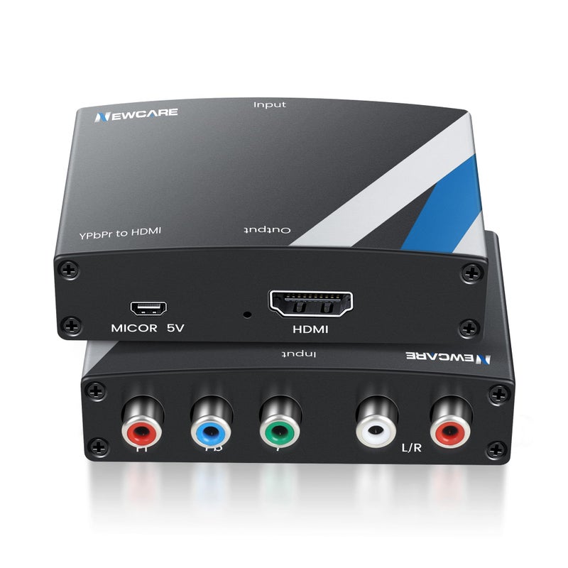 NEWCARE Component to HDMI Converter, Aluminum Alloy YPbPr + R/L to HDMI Adapter, 1080P Component 5RCA RGB Video Audio Converter for PS2 PS3 DVD Xbox 360 Nintendo Wii to Smart HDTV Monitor Projector - Image 1